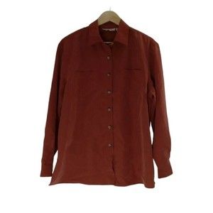 Dressbarn Women Jacket Shacket Top Women's Large Front Pocket Rancher Orange